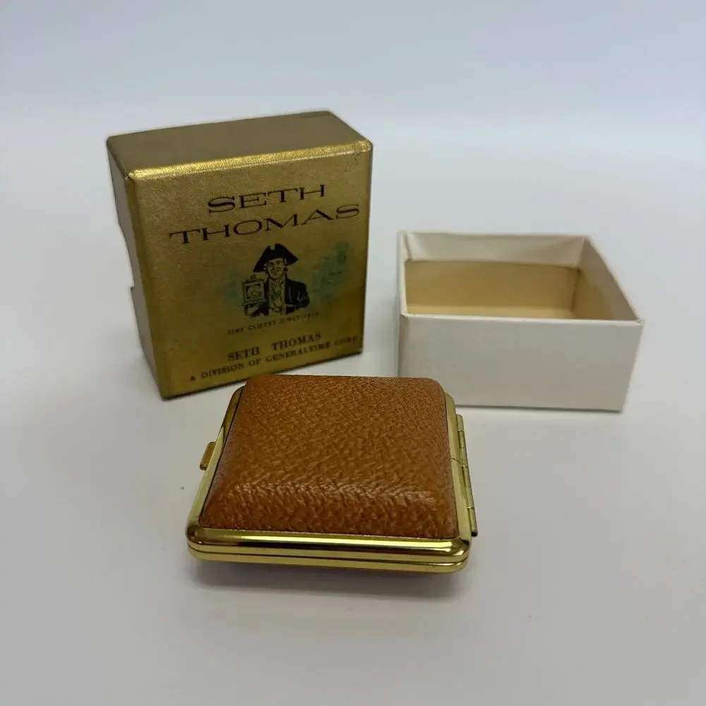 Vtg Seth Thomas Classmate 11 No 948 Red Leather 30 hr Travel Alarm Clock - READ!
